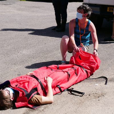 Trying out the new heated CasBag - on a hot day outdoors!