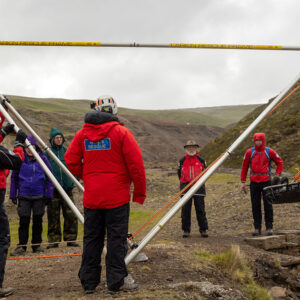 Hauling a stretcher with a Larkin Frame. (Pic: P.Howarth)