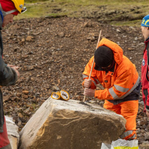 Preparing a hole for a pyrotec gas generating cartridge. (Pic: P.Howarth)